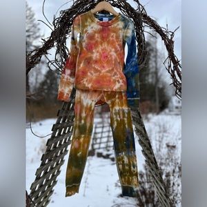 Hand Ice-Dyed Hanna Anderson Organic Cotton Pajamas size 6/7 NWOT